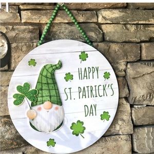 New!🍀Large Happy St Patrick’s Day Gnome Wood Sign